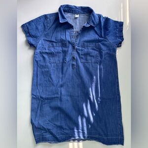 Old Navy Denim Shirt Dress Blue Chambray Short Sleeve Collared Casual Mini L